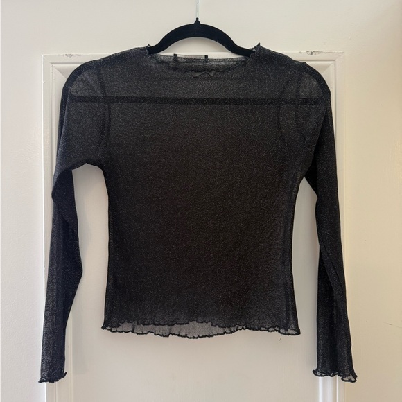 Brandy Melville Tops - Brandy Melville Black Sheer Sparkle Long-Sleeve Mesh Top